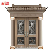 Puerta de entrada principal doble de acero clásico y elegante con exquisita mano de obra hecha en ShuangYing